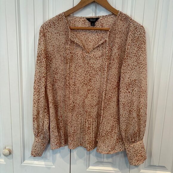 Simply Vera Vera Wang White And Orange Pleated Blouse Size Medium - Picture 1 of 7